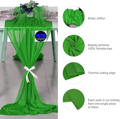 MDS Halloween Chiffon Table Runner - 20 Pack, 29 x 120 Inches, 10ft Each - Sheer Spooky Table Runners for Haunted House Parties, Trick-or-Treat Tables, Witchy Décor, Wedding & Events - Green