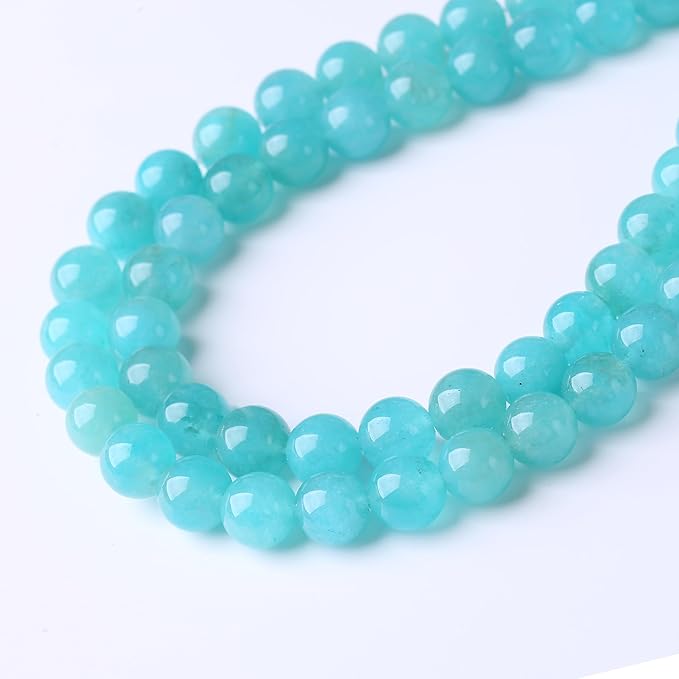 Blue Jade Stone Beads Gemstone Round Crystal Energy Jade Beads Stone Beads for Jewelry Making DIY Bracelet Necklace Jewelry Making 1 Strand 15.5inch 45PCS 8MM