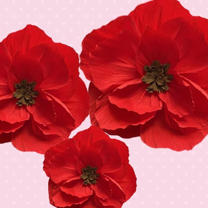 BRT Bearingshui Red Paper Flowers Decoration for Wall Total 9 Pcs, Artificial Flowers for Wedding Decor,Flower Backdrop Decor, Baby Bridal Shower Birthday Party, Red 3D Wall Flowers Decor