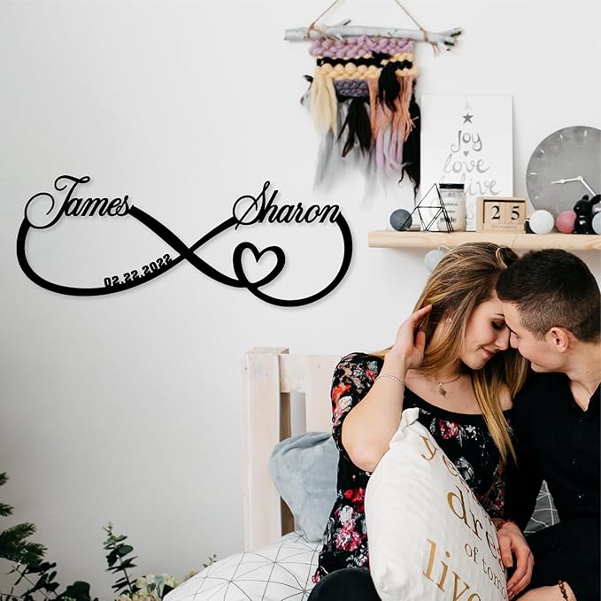 Personalized Custom Infinity Heart Sign, Metal Infinity Sign, Infinity Heart Wall Decor, Custom Name Signs, Romantic Home Decor For Anniversary Or As Valentines Day Decoration