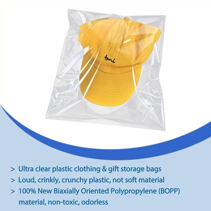 PigPotParty 9"x12" Cellophane Bags, Clear Plastic Gift Bag, 100 Pcs Self Sealing Cellophane Bags for Packaging Clothing, T Shirts, Party Favors, Gift, Small Business
