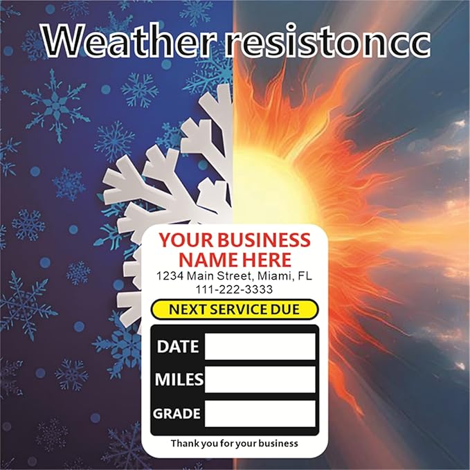 Custom Oil Change Stickers with Your Business Name - Auto Maintenance Service Reminder for Cars Vehicles Trucks Personalized Oil Change Stickers for Windshield 2 Inches（10-10000 pcs）