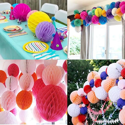 8pcs 10 inch Paper Honeycomb Balls Decorative Tissue Pom Poms Flower Art Hanging Balls for Birthday Wedding Nursery Baby Shower Home Decor (10inch, Cream)