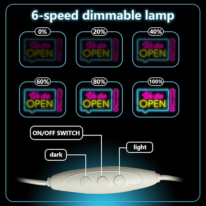 Open Neon Sign for Business, We Are Open Led Neon Light Signs for Store Shop Bar Café Restaurant Wall Decor Bright Advertisement Sign for Window Dimmable USB Powered(16.9"*11.2")