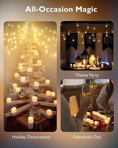 Homemory 24pcs Remote Timer LED Tea Lights Candles, 400+Hours Flickering Flameless Battery Operated Votive Candles for Tabletop Lighting, Centerpieces Decor, Holiday Decor