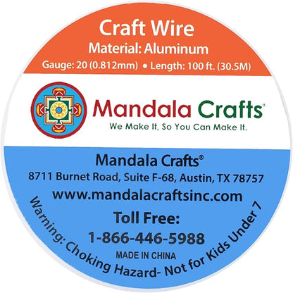 Mandala Crafts 20 Gauge Anodized Aluminum Craft Wire for Jewelry Making - 100 FT Colored Flexible Bondi Blue Wire - Bendable for Bonsai Armature Crafting Sculpting