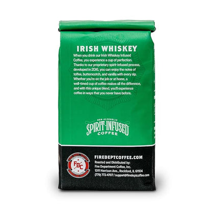 Fire Department Coffee - Gives Back to Firefighters - Irish Whiskey Infused Coffee Beans - Medium Roast - Non-Alcoholic - Roasted in the USA - Whole Bean - Veteran Owned - 12 oz