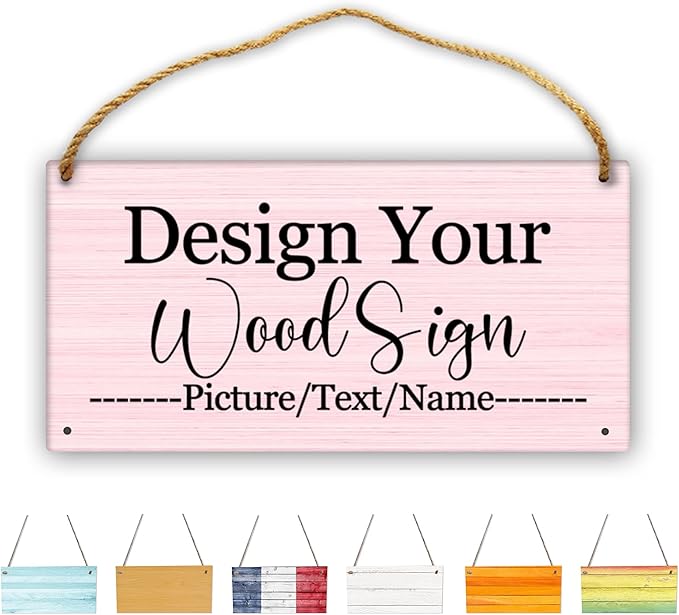 Personalized Rustic Wooden Sign, Custom Plaque Wall Hanging, Art Wood Board Sign for House, Customized Name Sign, Gifts for Family Members Teachers Friends 11.8x5.9 inch