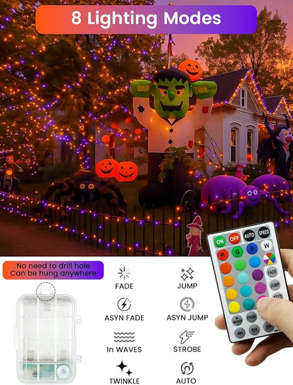 RGB Color Changing 33Ft 100LED Halloween Fairy Lights Battery Operated, Waterproof String Lights USB Powered with Timer for Indoor & Outdoor,18 Colors and Multicolor for Girl's Bedroom Christmas Decor