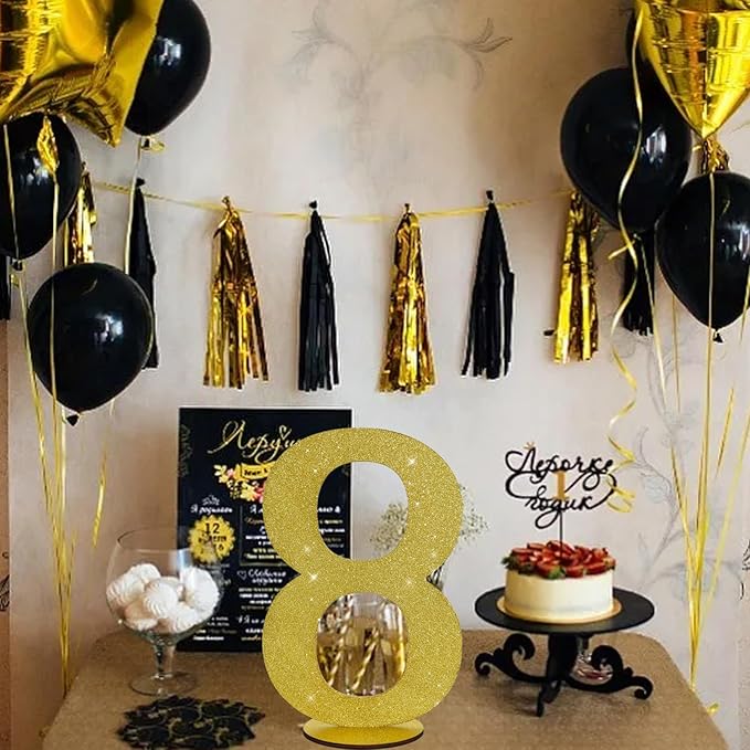 TONIFUL 11.8 Inch Gold Glitter Numbers Table Centerpieces 0-9 Birthday Party Decorations,Shining Gold Digital 8 for Birthday Party,Wedding,Bridal Shower,Engagement,Photo Shoot,Anniversary