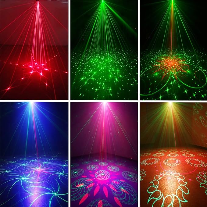 Mini Party Lights Dj Disco Strobe Stage Lights Sound Activated Laser Llights Projector with Remote Control for Parties Bar Birthday Wedding Holiday Event Live Show Xmas Decorations