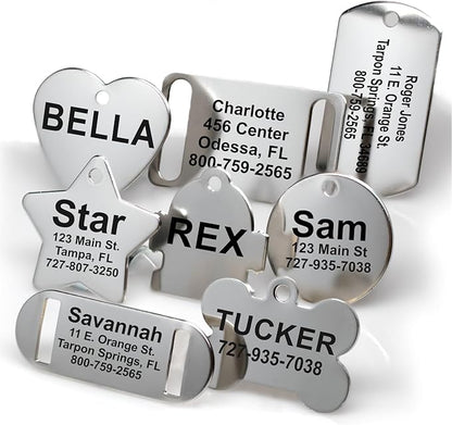 Providence Engraving Custom Engraved Stainless Steel Pet ID Tags - Personalized Front and Back Identification, for Large or Small Cats and Dogs, Round, Small