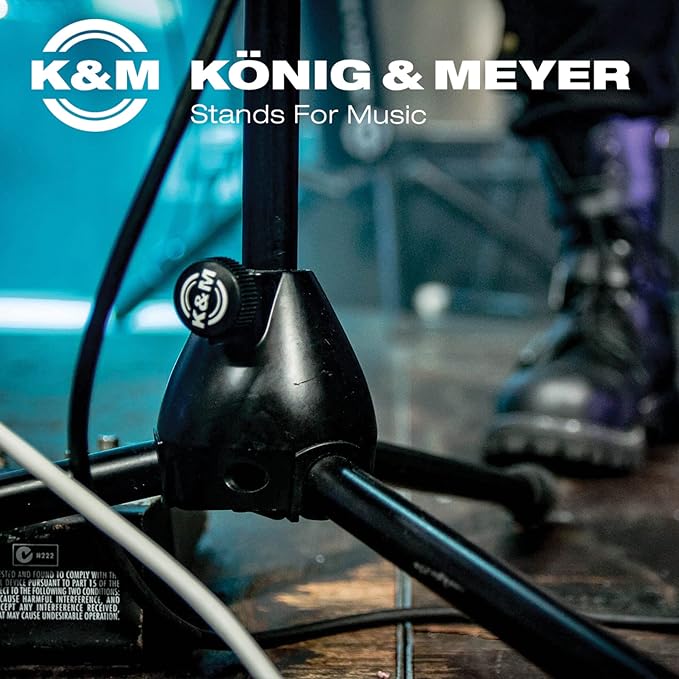 K&M König & Meyer 21020.500.55 Tripod Microphone Stand with Fixed Length Boom Arm | Professional Grade for All Musicians | Heavy Duty Folding Leg Base | German Made Black