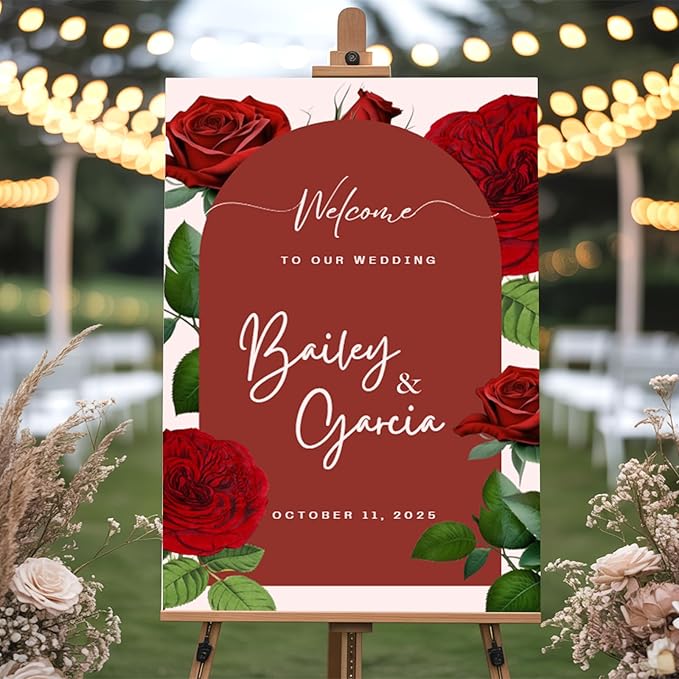 Custom Weddings Reception Signs for Bride & Groom, Personalized Welcome Wedding Sign for Celebration Decor, Custom Entrance Sign Canvas, Wall Art for Bridal Party, Engagement
