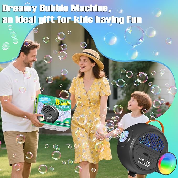 Bubble Machine for Kids Toddlers,Automatic Bubble Maker with RGB Light,Rechargeable Type-C Charge Bubble Blower,Bubble Toy for 3 4 5 6 7 Year Old Boy Girl,Outdoor Party Wedding Birthday Gifts(Gray)