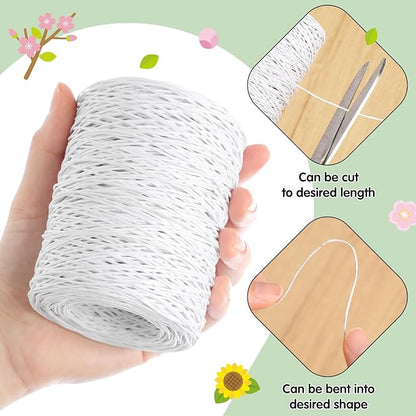 Syhood Floral Vine Bind Wire Rustic Wrapping Wire for Flower Bouquets(White)