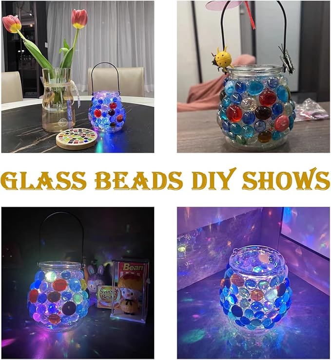 KINGOU Flat Glass Gems/Marbles/Stones/Beads for Vase Filler, Table Scatter, Games - 1 Lbs (17-19mm, Approx. 3/4")-Red