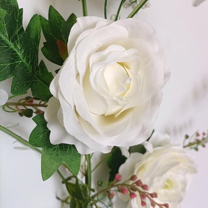 Peony Garland, Rose Flower Vine, Arch Flowers, 6' Length, Floral Garland for Decor Home Table Runner Mantle Decoration (Ivory Peony Garland)