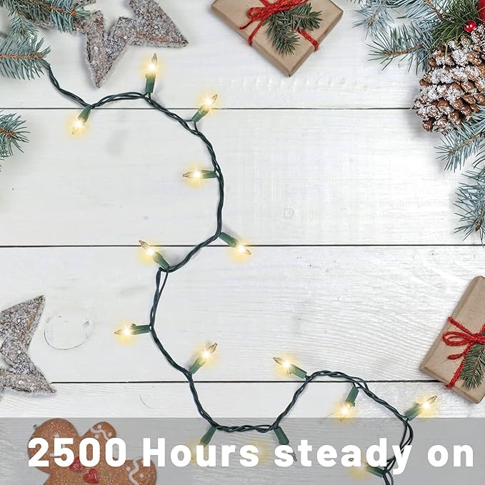 Christmas Lights for Tree 20Ft 100 Count Mini Lights Green Wire Christmas Tree Lights Waterproof Incandescent Bulb for Indoor Outdoor Xmas Holiday Wedding Home Party Decorations Clear