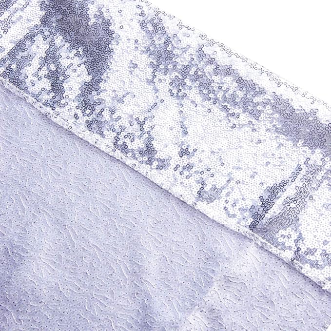 SquarePie Sequin Backdrop Not See Through Thick Stain Background for Photography Glitter Curtain Party 10FT x 10FT Silver