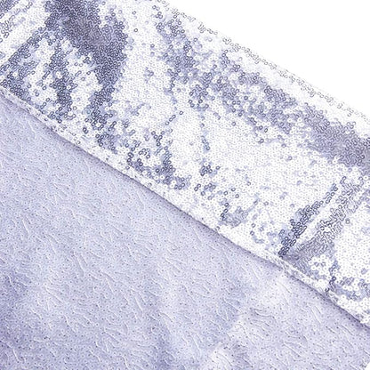 SquarePie Sequin Backdrop Curtain Not See Through Opaque Satin Photography Background for Wedding Patry 5FT x 7FT Silver