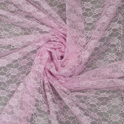MDS Pack of 25 Wedding 12 x 108 inches Lace Table Runner for Wedding, Decorations for Birthday Parties, Banquets, Graduations, Engagements, and Runners fit Rectangle, Round Table- Blush Pink