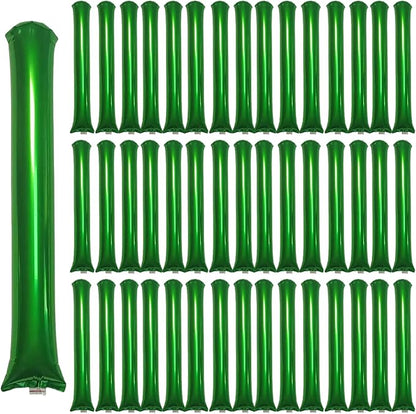 48pcs Round Head Boom Sticks Thunder Sticks Cheering Sticks Team Spirit Plastic Cheerleading Spirit Stick Clapper Inflatable Noise Maker Sports Supply (Metallic Green)