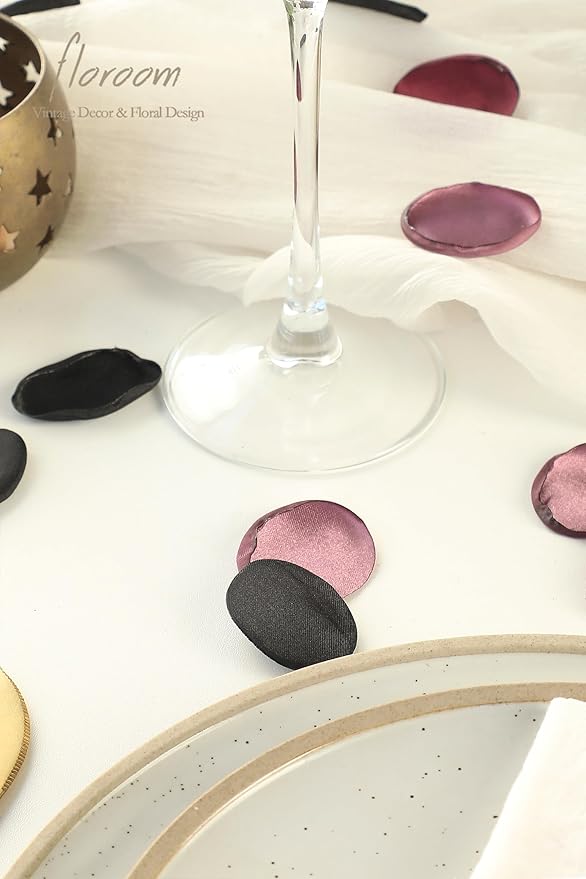 Floroom 300pcs Rose Petals Black Burgundy Faux Silk Flower Petals for Wedding Flower Girl Basket Aisle Scatter Dinner Table Centerpieces Party Confetti Bridal Shower Romantic Night Decoration