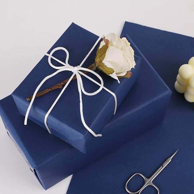 Vanhench 36" x 2400" (200') Navy Blue Wrapping Paper, Solid Color Art Kraft Craft Paper for Birthday Gift Wrapping, Baby Shower, Bouquet Flower Packing Poster/Bulletin Board/Construction