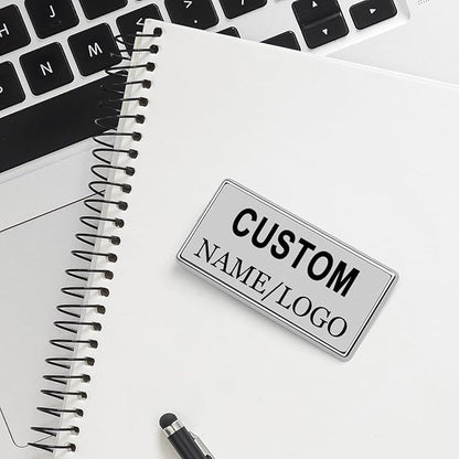Custom Name Tags ID Badges with Logo Name Personalized Name Badges Name Tag ID Badges with Pin Backing Customizable Name Badges for Business Offices Stores Restaurant, 1.5x2.8 in, 20PCS