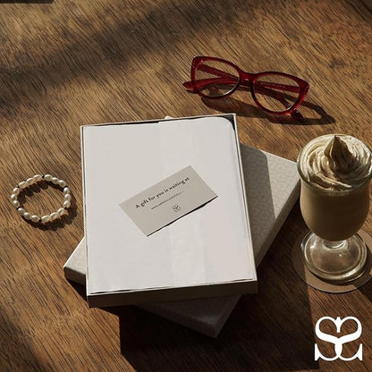 SETTINI® Lined Journal - Modern White Journal for Writing Gift Set - Hardcover Vegan Leather, Includes Luxury Pen in a Unique Pen Holder, 192 Pages, 6 x 8.5 inches, Birthday Gift