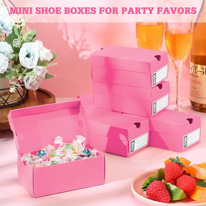 12 Sets Mini Shoe Gifts Boxes for Party Favors 4.7 x 2.5 x 2 Inch Sports Mini Sneaker Box with Editable Label for Candies Cookies Snacks (Light Pink, 4.7 x 2.5 x 2 Inches)