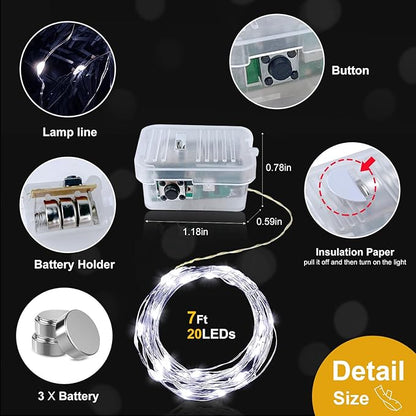 pozzolanas 12 Pack White Battery Operated String Lights - 7ft Waterproof Fairy Lights with 20 LEDs for Home, Mason Jar, Party, Wedding, Halloween, Christmas Decorations