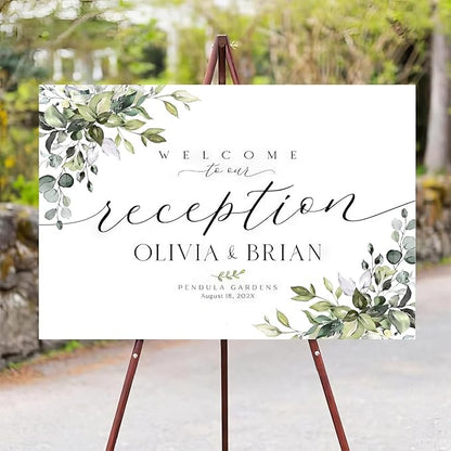 Personalized Wedding Welcome Sign, Welcome To Our Wedding Sign, Reception Welcome Sign, Wedding Reception Sign, Wedding Welcome Sign, Wedding Reception Decor, Greenery Wedding Sign, #1