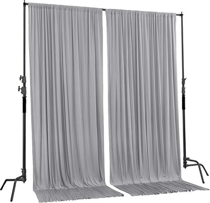 AK TRADING CO. 10 feet x 10 feet Polyester Backdrop Drapes Curtains Panels with Rod Pockets - Wedding Ceremony Party Home Window Decorations - Silver