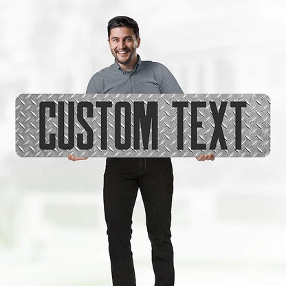Custom Sign, Custom Street Sign, 11 Font Colors, 13 Font Styles, 4 Hole Options, 22 Sizes, 12x48 Inches, Rust Free DiBound, Fade Resistant, Made in USA by My Sign Center (Diamond Metal)