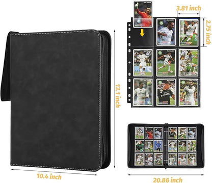 Trading Card Binder, Premium 9 Pocket Card Binder, 720 Double Sided Pocket PU Collection Binder, Collector Album, Card Holder for MTG, TCG, Sports Cards (Marble Black)