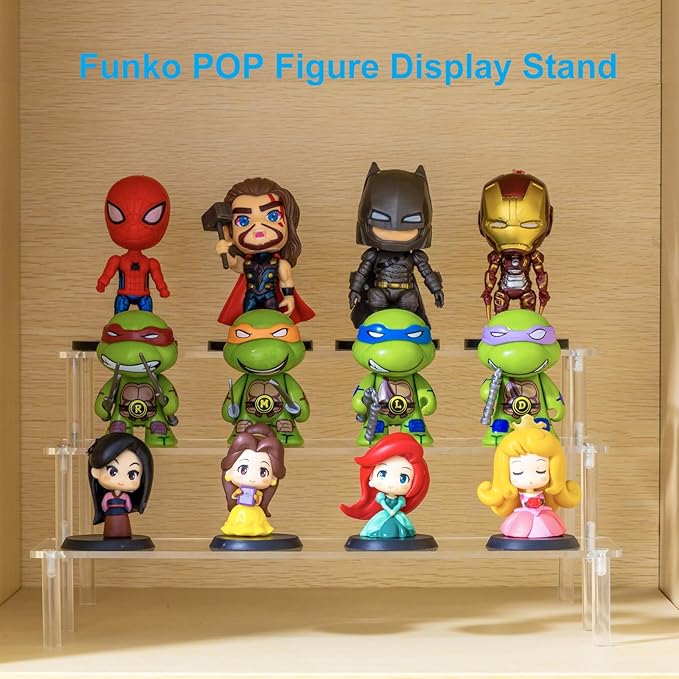 2PCS Large Acrylic Display Risers, Perfume Stand Organizer, Clear Acrylic Shelf Risers for Display Stands for Food, Tabletop Use, Amiibo Funko POP Figure, 3 Tier Clear Cupcake Stand Risers