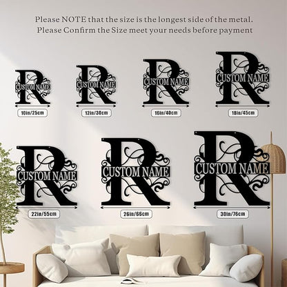 Custom Metal Name Sign, Personalized Family Last Name Signs for Home, Split Letter Monogram Wall Art Decor, Customized Metal Signs for Outdoor, Personalized Wedding Housewarming Gift