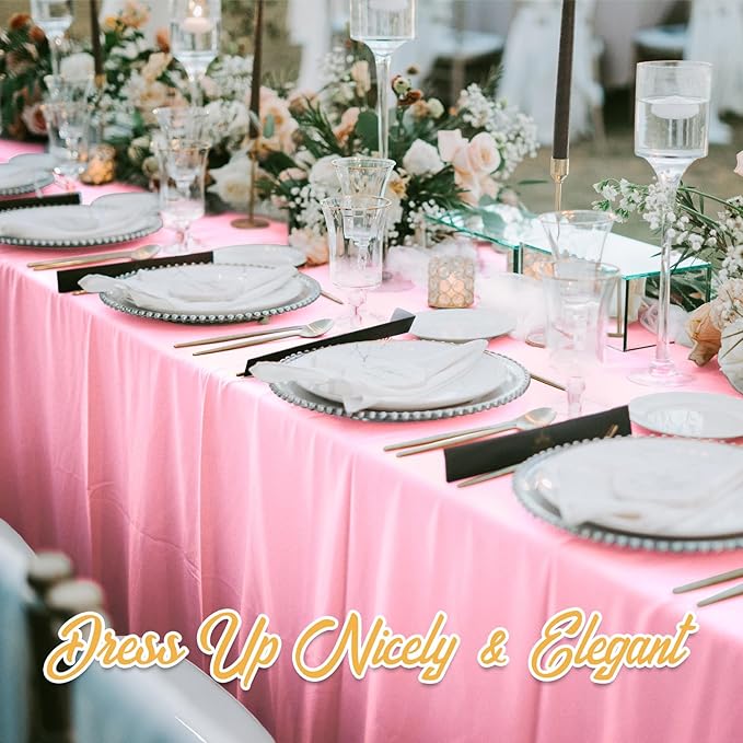 BRILLMAX 8 Pack Pink Tablecloths for 8 Foot Rectangle Tables 60 x 126 Inch - 8ft Rectangular Bulk Linen Polyester Fabric Washable Cloth Cover for Wedding Reception Banquet Birthday Party