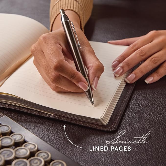 Luxury Leather Refillable Journal/Writing Notebook for Men & Women, Reusable Full-grain Leather Cover, 120gsm Thick Paper, Blank, Dotted, Lined Refills