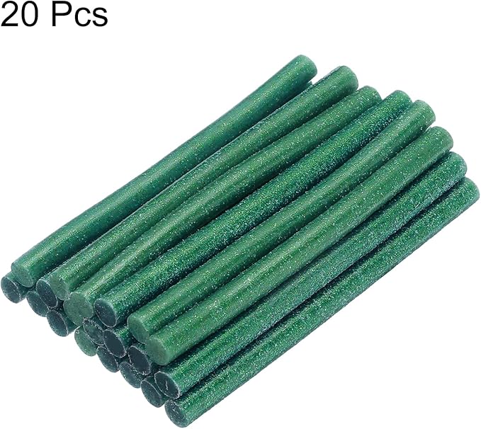uxcell 20pcs Hot Glue Sticks for Glue Gun 7mm/0.28-inch x 4-inch Mini Hot Melt Adhesive Glue Stick Glitter Dark Green
