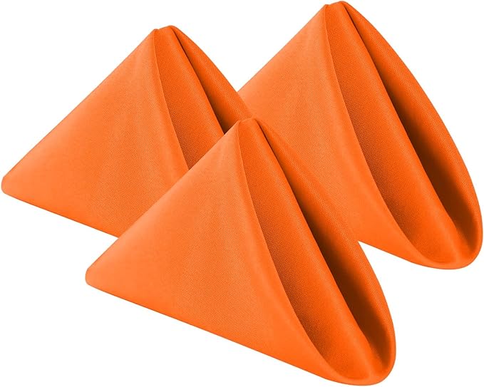Cloth Napkins 20x20 inch Washable Polyester Dinner Napkins Soft Table Napkins for Wedding Party Dining Banquet(Orange,100PCS)