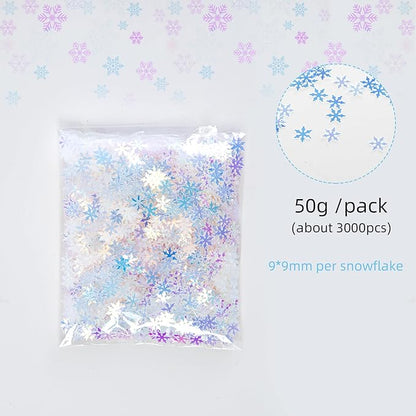 2000pcs/50g Christmas Snowflakes Confetti Decorations,Iridescent Snowflake Table Confetti Glitter Snowflake Sequins for Winter Wonderland Party Home Decoration