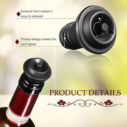 18 Pieces Wine Saver Pump with Vacuum Reusable Preserver Practical Wine Keeper Bottle Sealer Keep Fresh for Kitchen Office Home Adult Party Favor Supplies(Black)