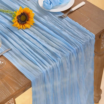 Baby Blue Cheesecloth Table Runner 12 Pack Fall Table Runners Boho Gauze 120 Inches Light Blue Cheese Cloth Fall Table Decorations for Thanksgiving Wedding Bridal Baby Boy Shower Party