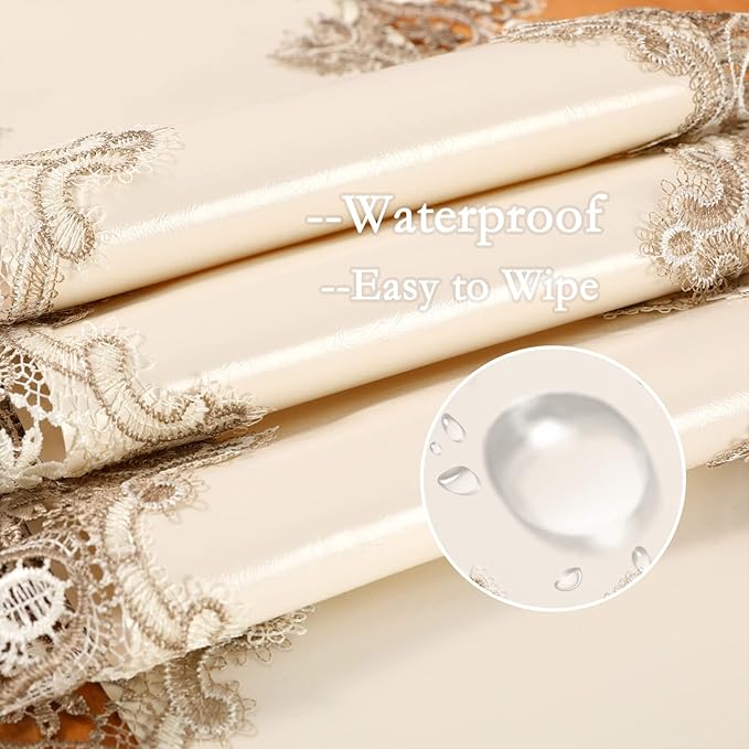Vintage Lace Dining Table Runner, 120 Inches Floral Coffee Table Runners for Kitchen Home Christmas Party Decorations (16x120 inch, Off White)