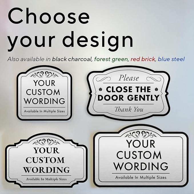 Custom Decorative Outdoor Metal Sign - Personalized Aluminum Driveway Sign, Waterproof, Made in USA - Design 2 Metallic Silver 36x24 In
