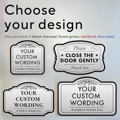 Design 24x18 In Metalic Silver Decorative Outdoor Personalized Aluminum Driveway Signs, Custom Waterproof Made In USA
