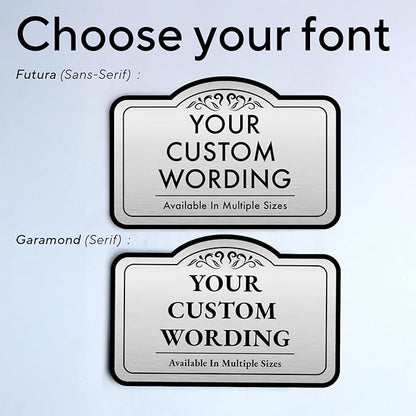Custom Decorative Outdoor Metal Sign - Personalized Aluminum Driveway Sign, Waterproof, Made In USA - Design 1 Metallic Silver 36x24 In